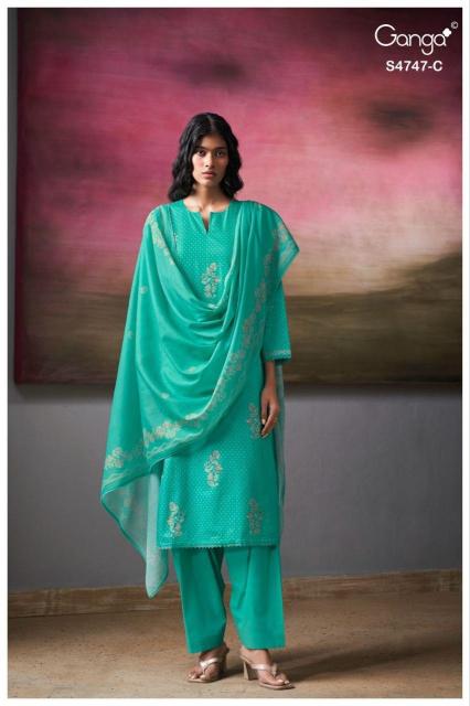 Ganga mishvya 4747 embroidery dress materials wholesale
